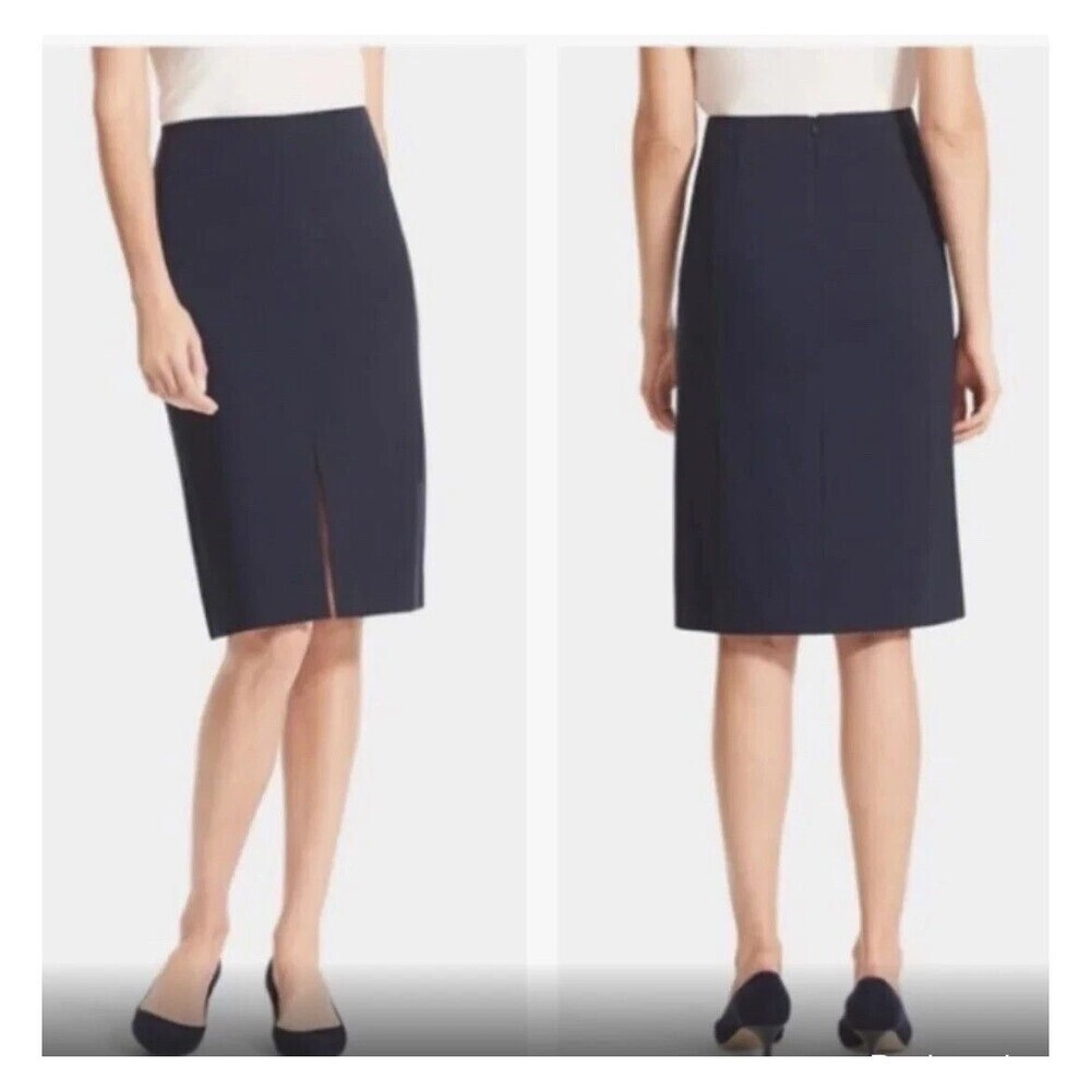 MM Lafleur Pencil Skirt Sz 16 Stretchy Straight Double Knit Slit Office Career